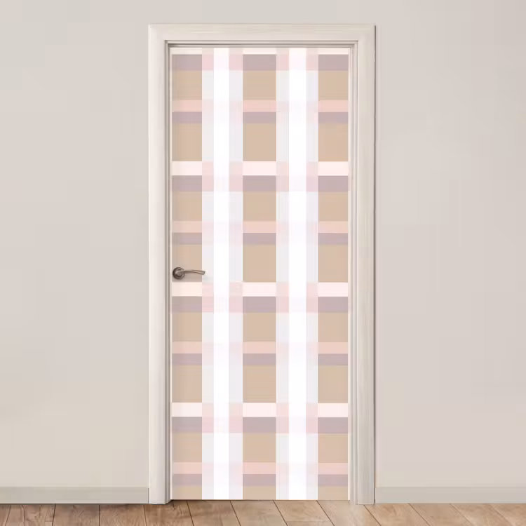 Ruitpatroon - Aardetinten - Minimalistisch deurposter klein 289 -3d_beige