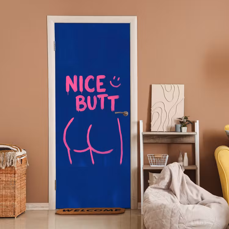 Brutaal - Grappig - Blauw deurposter klein -sfeer1
