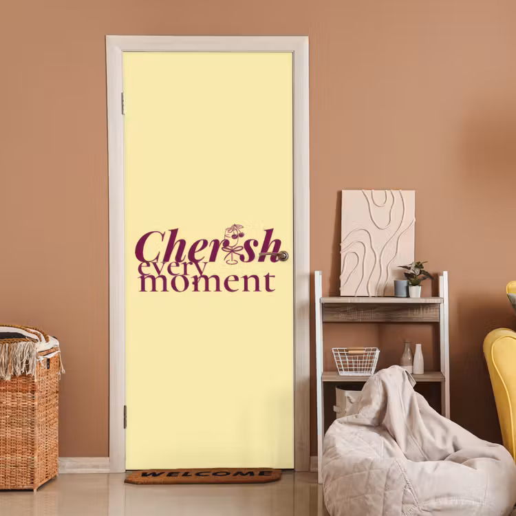 Cherish every moment - Cocktailglas - Geel deurposter klein -sfeer1