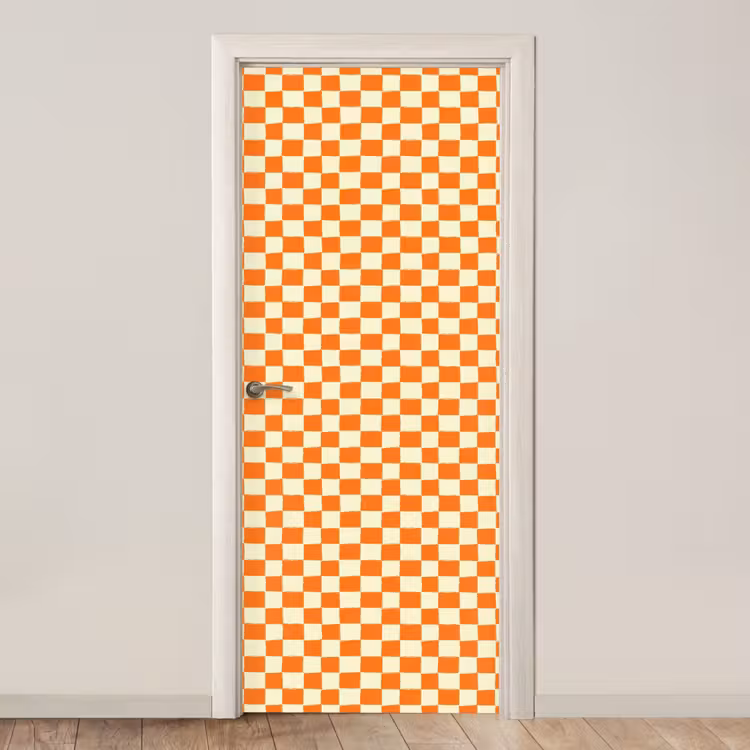 Schaak - Patroon - Oranje deurposter klein 289 -3d_beige