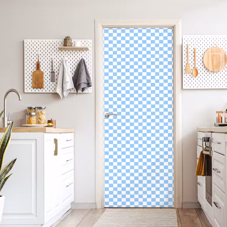 Schaakbord - Klassiek - Blauw deurposter klein 289 -sfeer5
