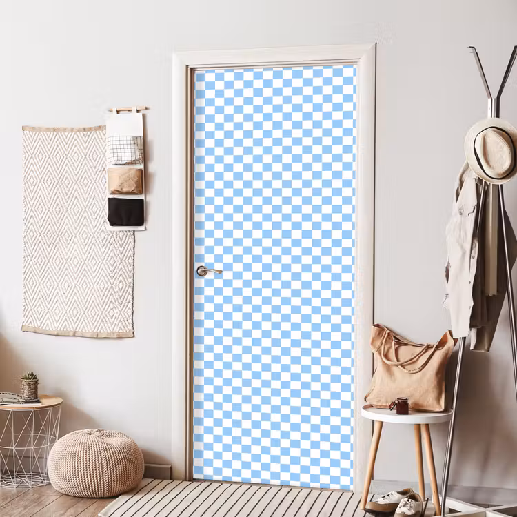 Schaakbord - Klassiek - Blauw deurposter klein 289 -sfeer6