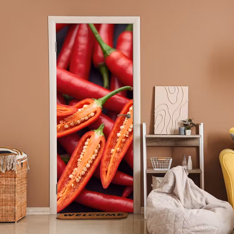 Door sticker - Chili Pepper - Open - Red - Chilipeper - Open - Rood deurposter klein