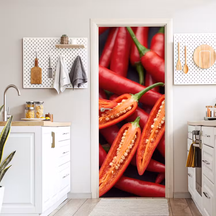 Door sticker - Chili Pepper - Open - Red - Chilipeper - Open - Rood deurposter klein