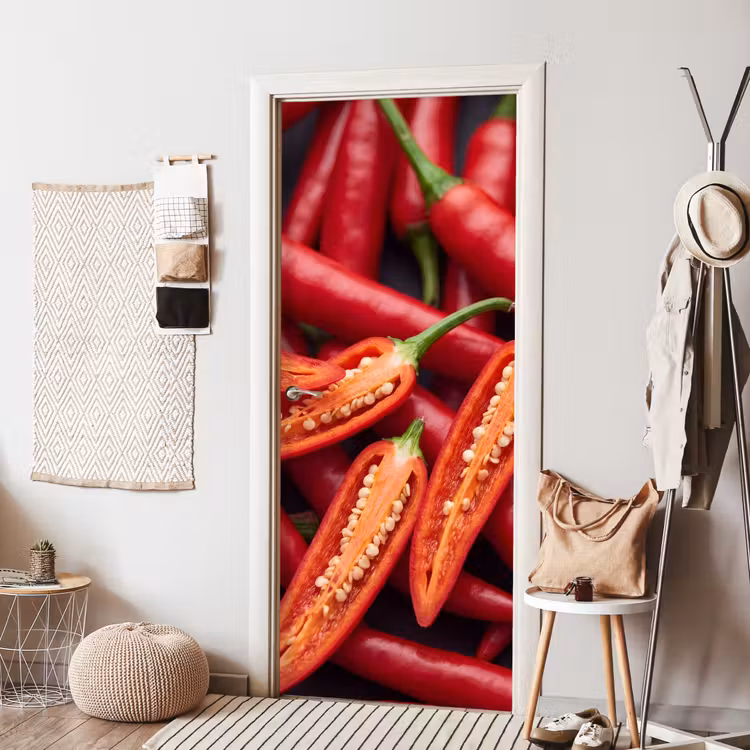 Door sticker - Chili Pepper - Open - Red - Chilipeper - Open - Rood deurposter klein