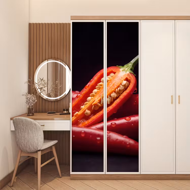 Door sticker - Chili Pepper - Red - Food - Chilipeper - Rood - Eten deurposter klein