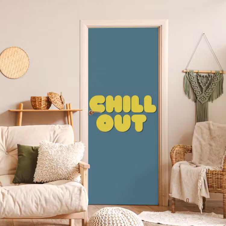 Chill out - Geel - Blauw deurposter klein -sfeer2
