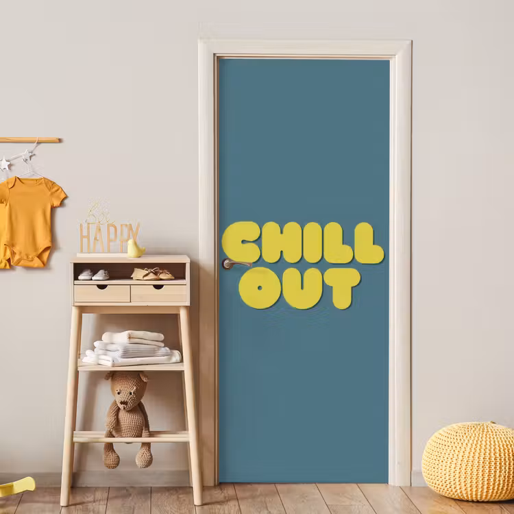 Chill out - Geel - Blauw deurposter klein -sfeer4