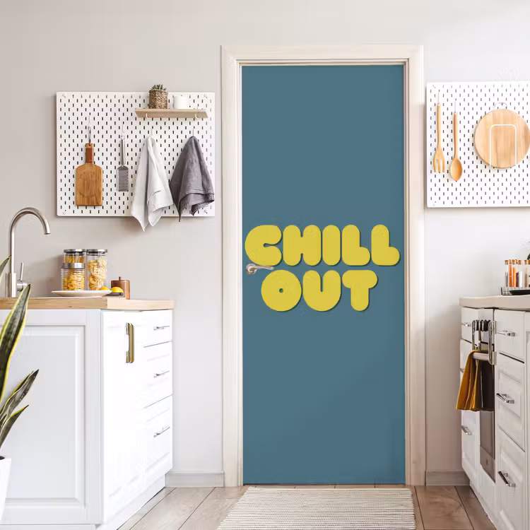 Chill out - Geel - Blauw deurposter klein -sfeer5