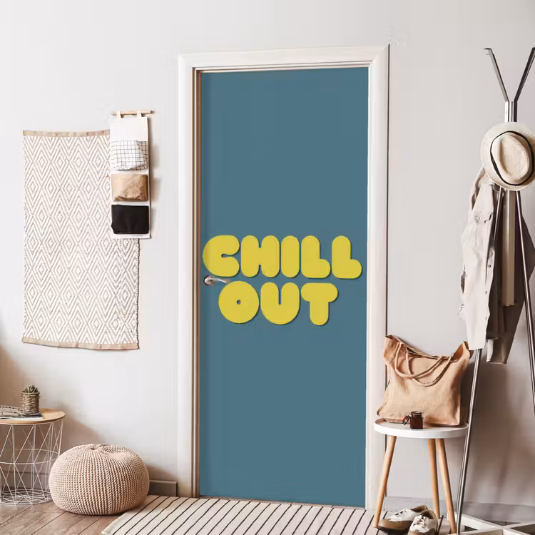 Chill out - Geel - Blauw deurposter klein -sfeer6