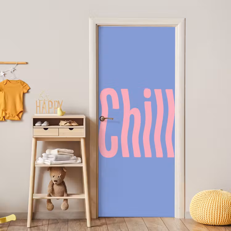 Chill - Roze - Blauw - Golvend deurposter klein -sfeer4