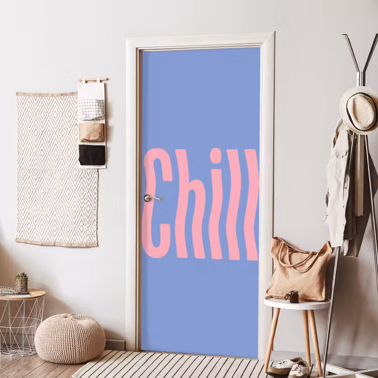 Chill - Roze - Blauw - Golvend deurposter klein -sfeer6