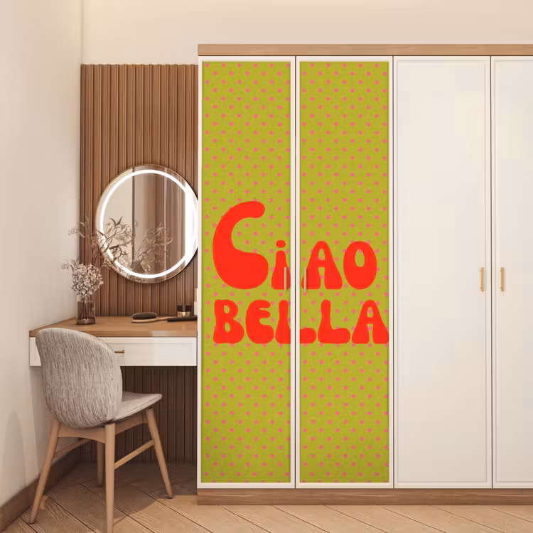 Ciao bella - Rood - Groen - Stippen deurposter klein -sfeer3