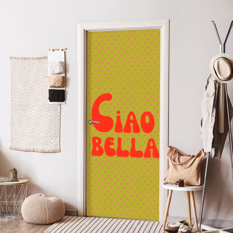 Ciao bella - Rood - Groen - Stippen deurposter klein -sfeer6