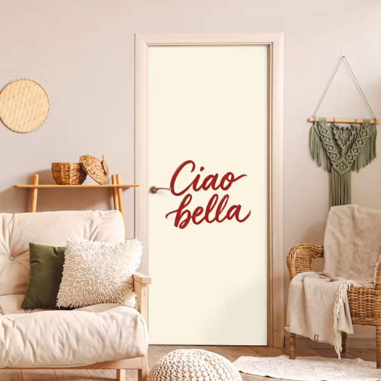 Ciao bella - Rood - Wit - Minimalistisch deurposter klein -sfeer2