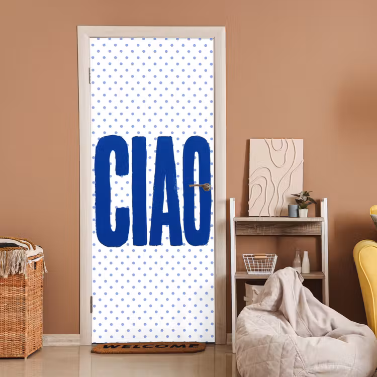 Ciao - Blauw - Stippen deurposter klein -sfeer1
