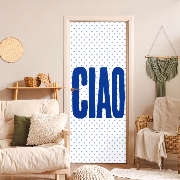 Ciao - Blauw - Stippen deurposter klein -sfeer2
