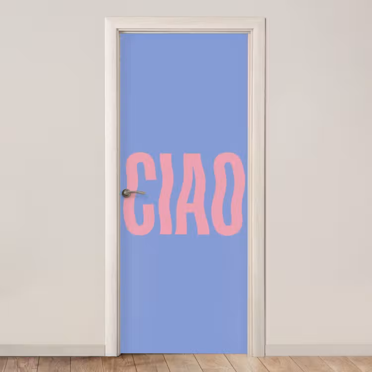 Ciao - Roze - Blauw - Golvend deurposter klein -3d_beige