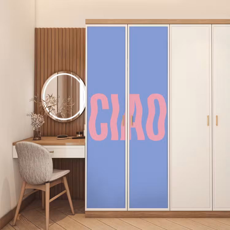 Ciao - Roze - Blauw - Golvend deurposter klein -sfeer3
