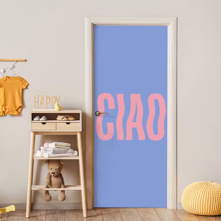 Ciao - Roze - Blauw - Golvend deurposter klein -sfeer4