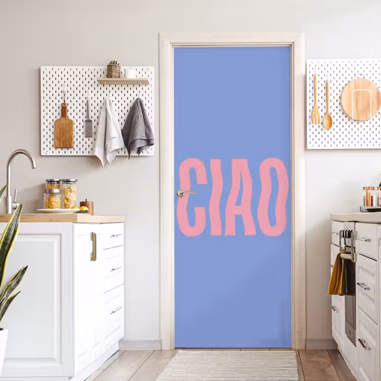 Ciao - Roze - Blauw - Golvend deurposter klein -sfeer5