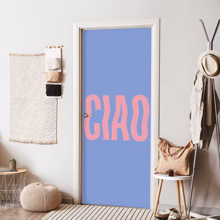 Ciao - Roze - Blauw - Golvend deurposter klein -sfeer6