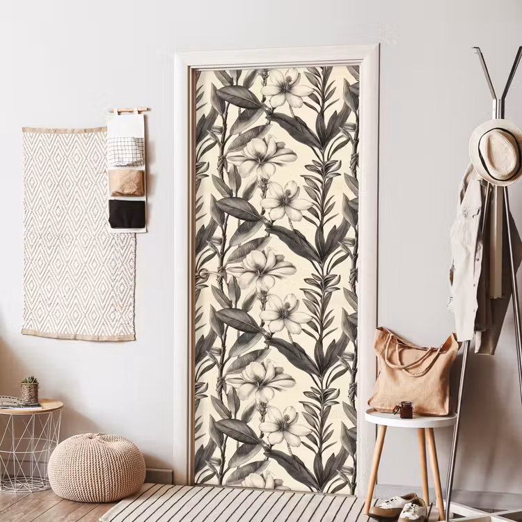 Klassiek - Botanisch - Zwart - Beige deurposter klein 289 -sfeer6