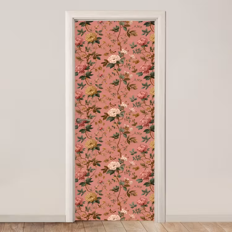 Klassiek - Botanisch - Roze deurposter klein 289 -3d_beige