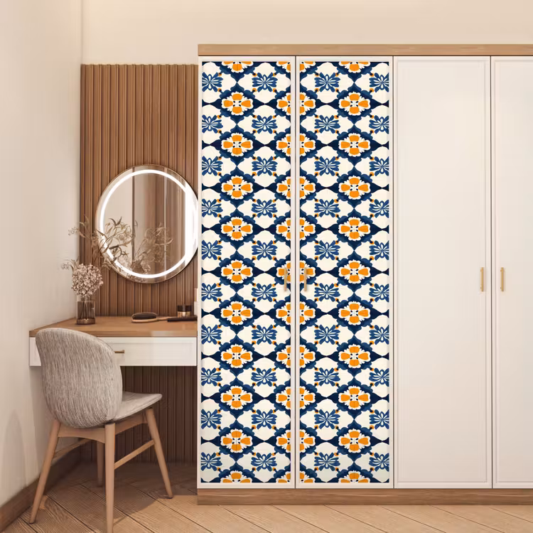 Klassiek - Geometrisch - Blauw deurposter klein 289 -sfeer3
