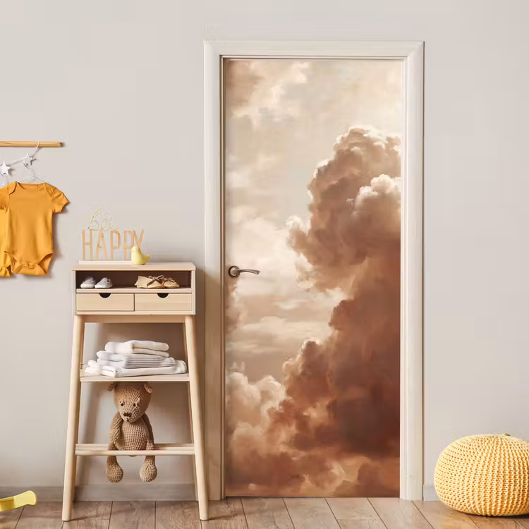 Wolken - Lucht - Natuur - Modern - Bruin deurposter klein -sfeer4