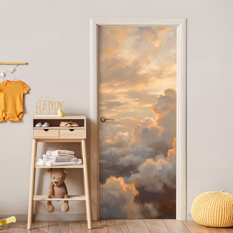 Wolken - Zonsondergang - Natuur - Abstract - Goud deurposter klein -sfeer4