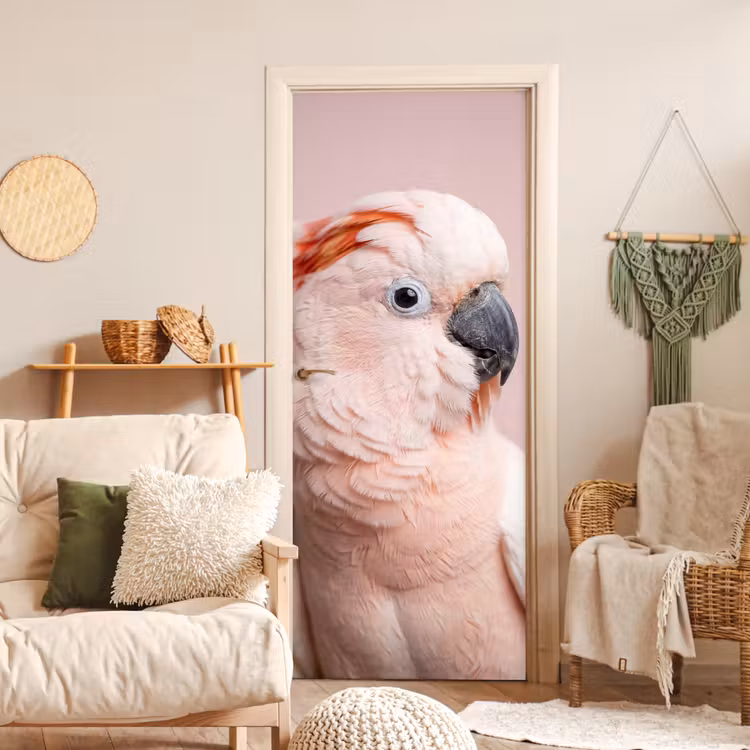 Kaketoe - Portret - Roze deurposter klein -sfeer2