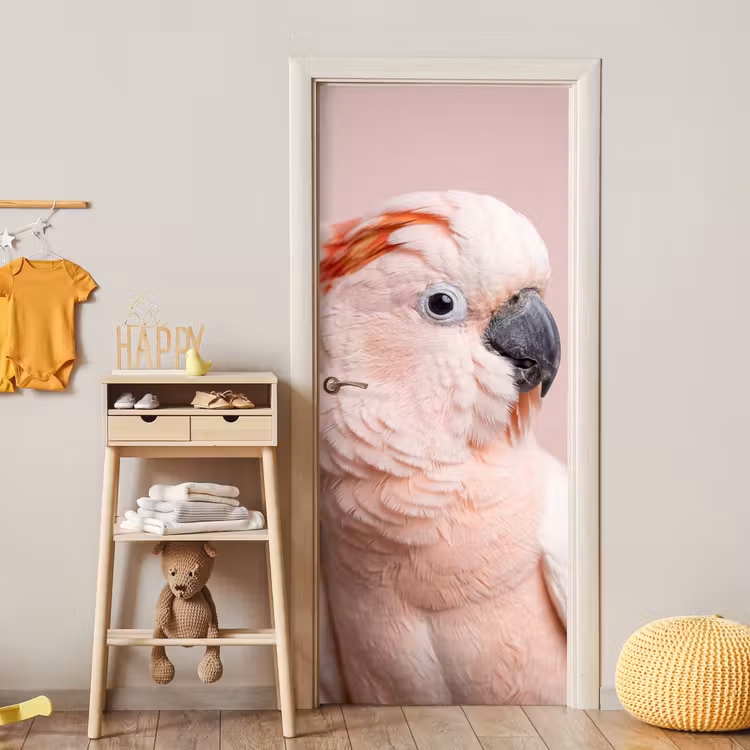 Kaketoe - Portret - Roze deurposter klein -sfeer4
