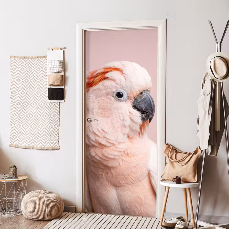 Kaketoe - Portret - Roze deurposter klein -sfeer6