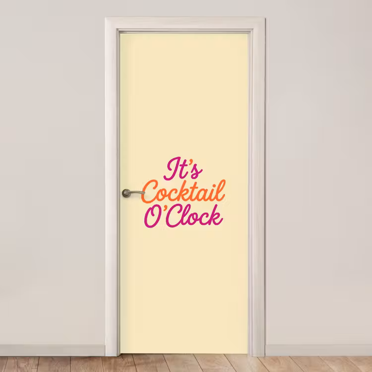 Cocktail O'Clock - Geel - Retro deurposter klein -3d_beige