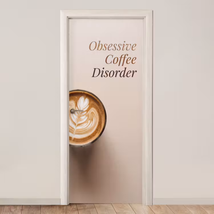Koffie - Obessive Coffee Disorder - Beige deurposter klein -3d_beige