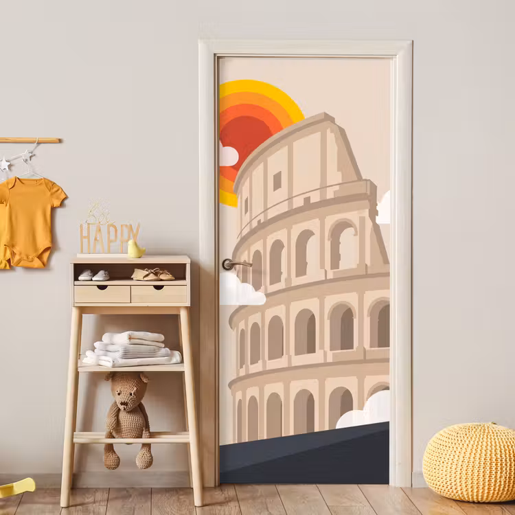 Colosseum - Zonsopgang - Rome - Architectuur - Beige deurposter klein -sfeer4