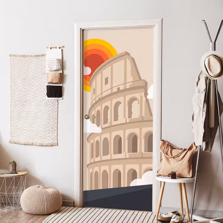 Colosseum - Zonsopgang - Rome - Architectuur - Beige deurposter klein -sfeer6