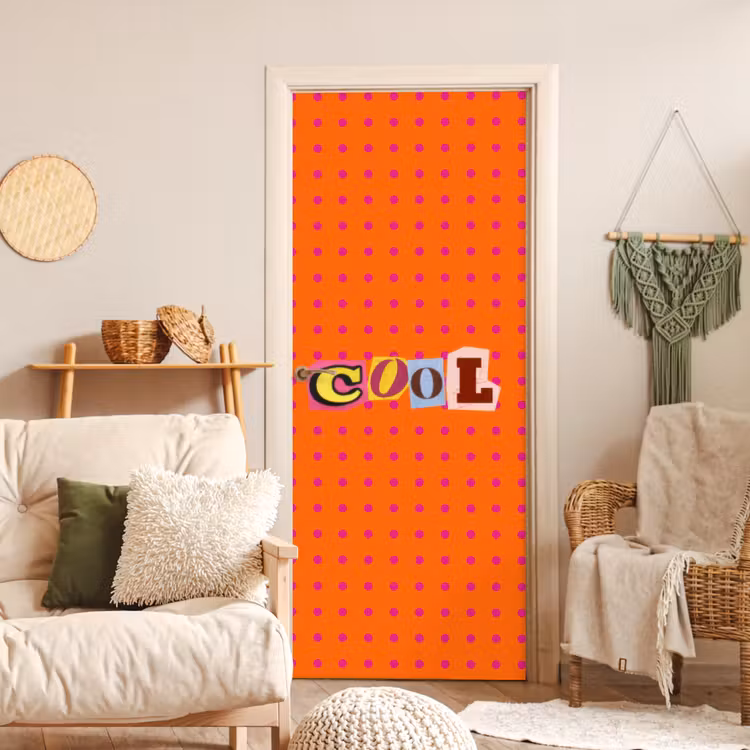 Cool - Stippen - Oranje deurposter klein -sfeer2