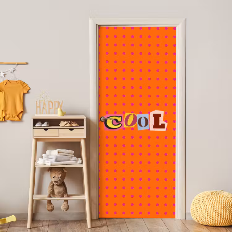 Cool - Stippen - Oranje deurposter klein -sfeer4