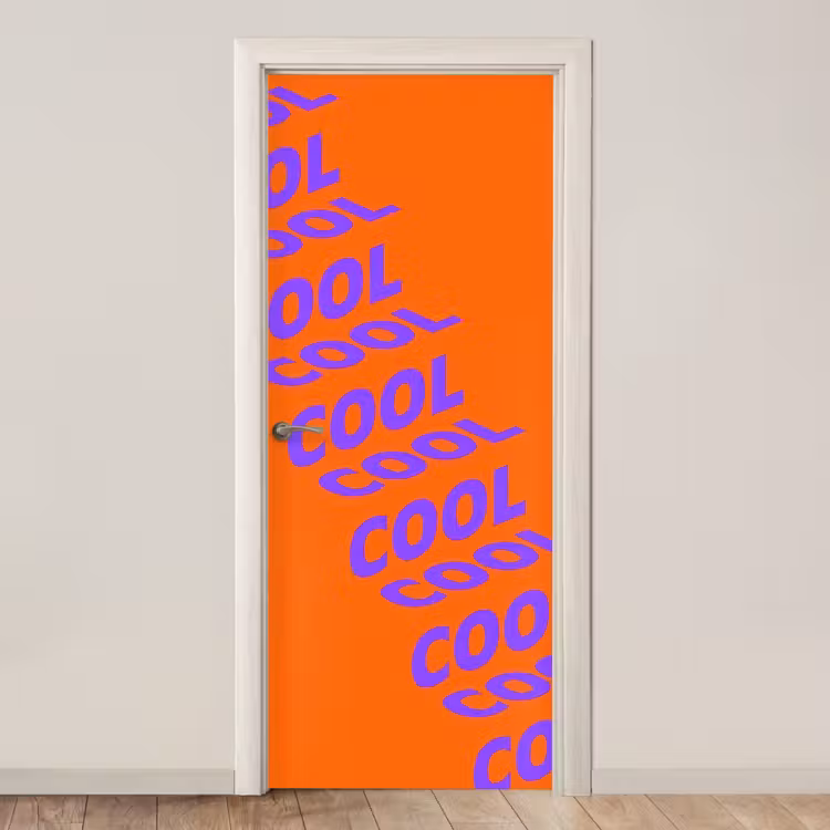 Cool - Paars - Oranje deurposter klein -3d_beige