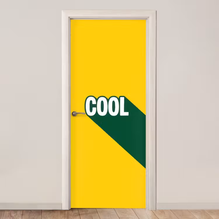 Cool - Geel - Groen deurposter klein -3d_beige