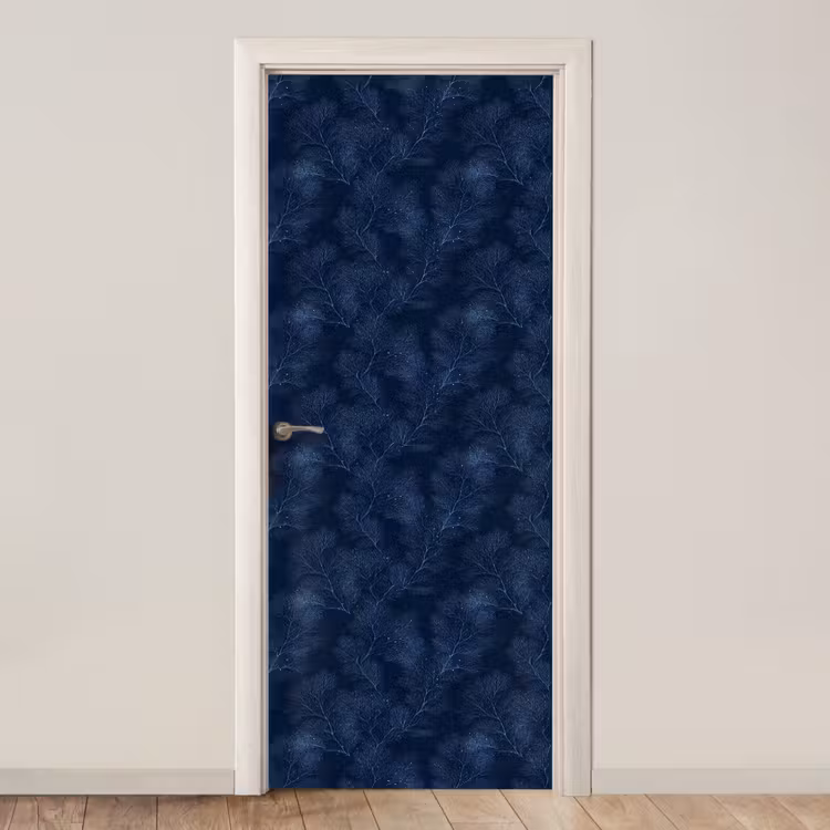 Koraal - Takken - Patroon - Nachtblauw deurposter klein 289 -3d_beige