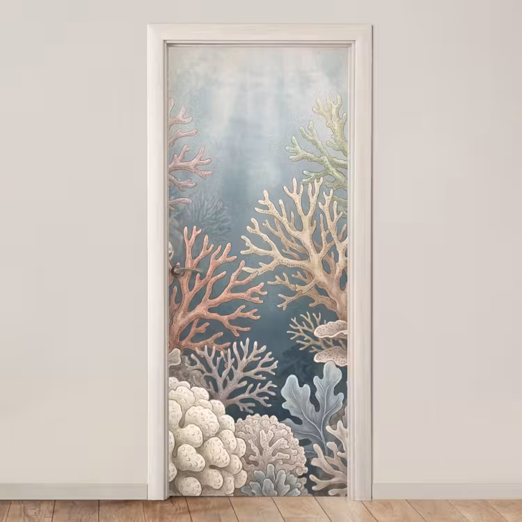 Koraal - Zeeleven - Onderwater - Illustratie - Natuur deurposter klein -3d_beige
