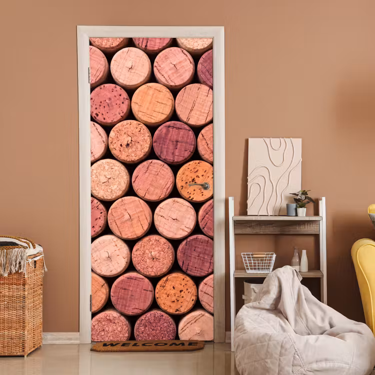 Kurk - Patroon - Abstract - Modern - Rood deurposter klein -sfeer1