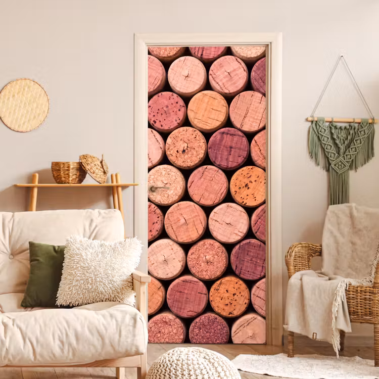Kurk - Patroon - Abstract - Modern - Rood deurposter klein -sfeer2