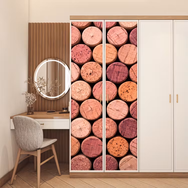 Kurk - Patroon - Abstract - Modern - Rood deurposter klein -sfeer3