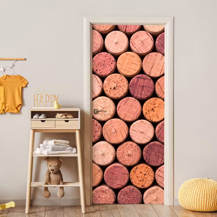 Kurk - Patroon - Abstract - Modern - Rood deurposter klein -sfeer4
