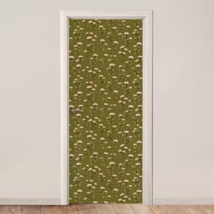 Landelijk - Bloemen -  Groen deurposter klein 289 -3d_beige