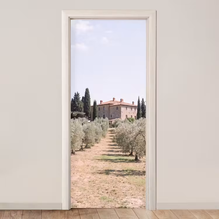 Door sticker - Country house - olive tree - orchard - Landhuis - olijfboom - gaard deurposter klein